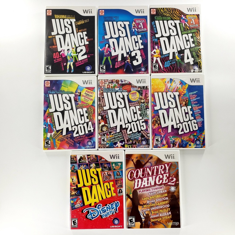 Nintendo Wii Just Dance Lot Of 8 2, 3, 4, 2014, 2015, 2016, Disney, Country 2